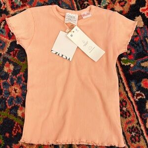 Pink Zara top short sleeved shirt baby girl 6-9 months 🩷